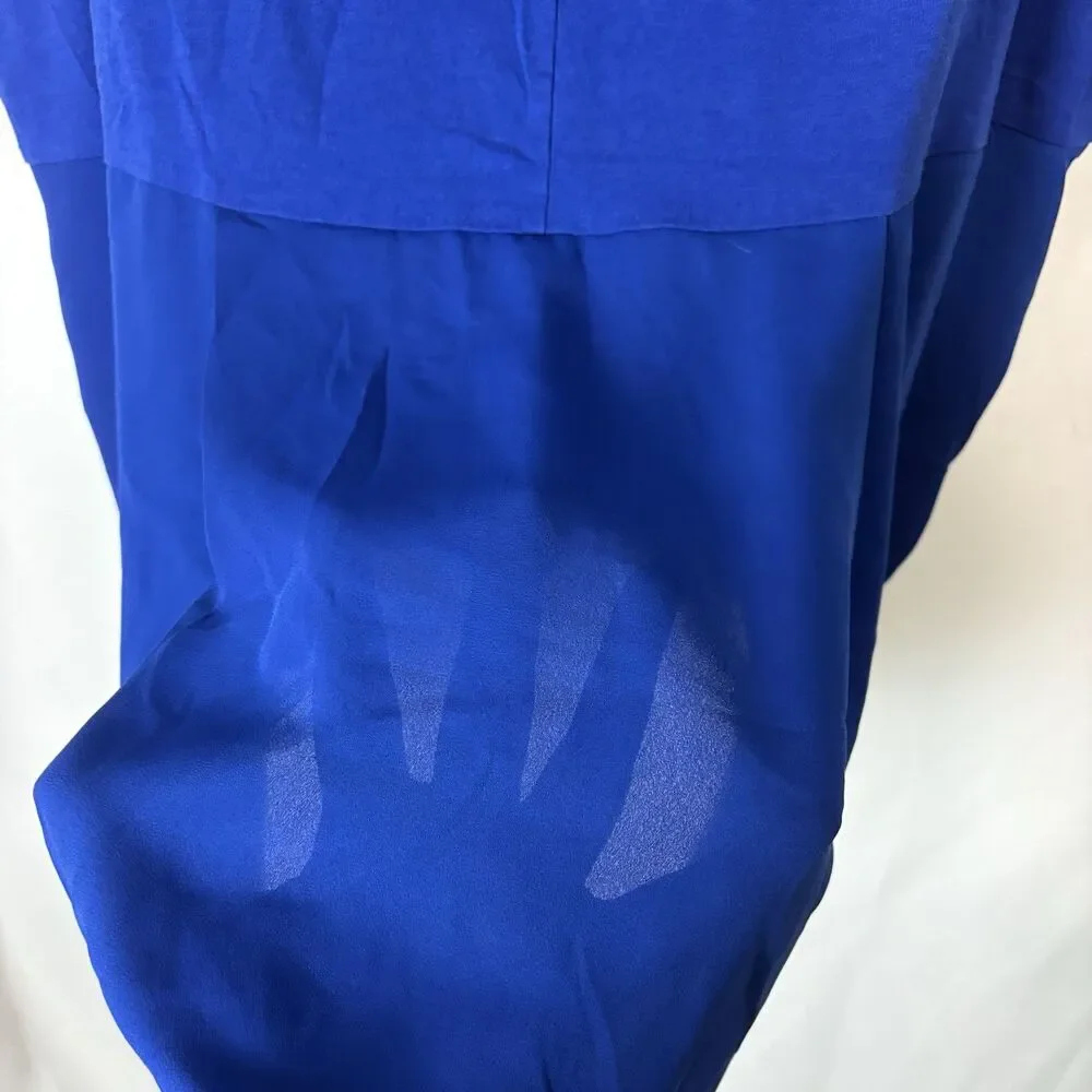 Lands' End Blue Short Sleeve Chiffon-Back Blouse Womens 2X 20W-22W Cobalt Blue - Picture 7 of 7